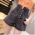 High waist denim shorts female new slim slim retro casual wide leg pants tight wild hot pants