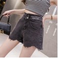 Denim shorts women's summer new irregular rough high waist hot pants loose and thin a word wide leg pants