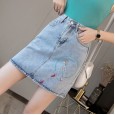 Skirt female short skirt summer new high waist was thin denim skirt Slim a word bag hip skirt large