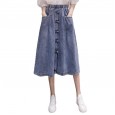Denim skirt skirt autumn and winter women's long section new spring and autumn high waist was thin split a-line skirt summer
