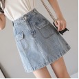 Denim skirt skirt women's spring new wild anti-glare package hip step skirt high waist a-line skirt skirt