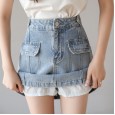 Denim skirt skirt women's spring new wild anti-glare package hip step skirt high waist a-line skirt skirt