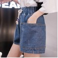 Jeans women's high waist summer new plus size MM women's loose loose thin elastic waist shorts