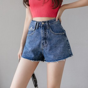 High waist denim shorts women's summer new super fire was thin woolen hot pants wild pants tide