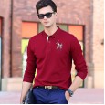 Men's autumn new men's long-sleeved t-shirt cotton lapel collar hedging business casual POLO polo