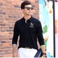 Men's autumn new men's long-sleeved t-shirt cotton lapel collar hedging business casual POLO polo