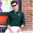 Men's autumn new men's long-sleeved t-shirt cotton lapel collar hedging business casual POLO polo