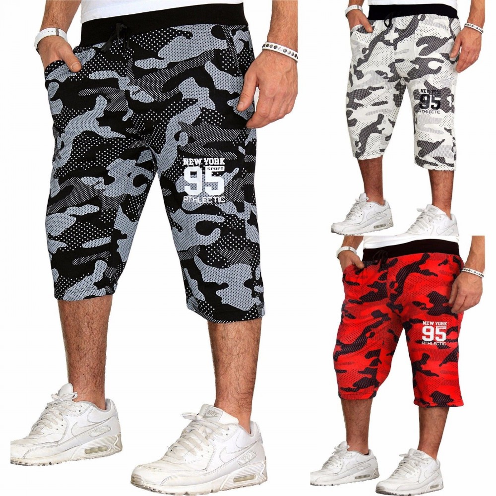 Summer new men's straight cropped pants casual sports loose beach pants men's plus size quick-drying shorts men