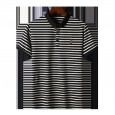 Men's summer new fashion striped lapel men's casual POLO shirt comfortable business