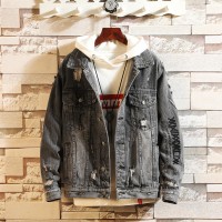 Autumn new men's simple fashion denim jacket jacket trendy wild casual fashion embroidery