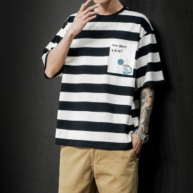 Spring new casual short-sleeved T-shirt youth popular comfortable fashion casual style stripes