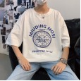 Printed T-shirt men's plus size fashion trend loose plus size summer short sleeve