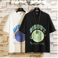 Summer new chest big printed round neck T-shirt youth popular comfortable fashion youth