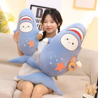 Shark plush toy cute long sleeping pillow great white shark super soft children gift boy rag doll doll