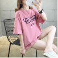Summer new large size women's loose loose round neck short sleeve T-shirt female printed letters ladies top