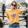 Fine cotton round neck short sleeve t-shirt female summer new large size women's tide loose student ladies top