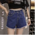 Summer new denim shorts women high waist loose loose edges were thin students hot pants shorts wide leg pants women