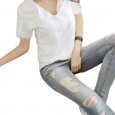 Summer plus size women's loose tide slub cotton short-sleeved T-shirt women casual women's tops