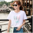 Summer new large size women's cotton loose short-sleeved t-shirt female solid color bottoming shirt top