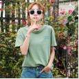 Summer new large size women's solid color printing bottoming shirt women's shirt loose short-sleeved t-shirt women