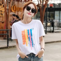 Summer new large size women's cotton white short-sleeved t-shirt female loose student female shirt tide