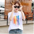 Summer new large size women's cotton white short-sleeved t-shirt female loose student female shirt tide