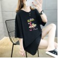 Summer basic color conventional round neck mid-length large size women's MM short-sleeved cotton loose t-shirt