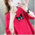 Fine cotton round neck short-sleeved t-shirt female summer  