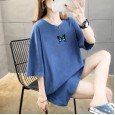 Fine cotton round neck short-sleeved t-shirt female summer  